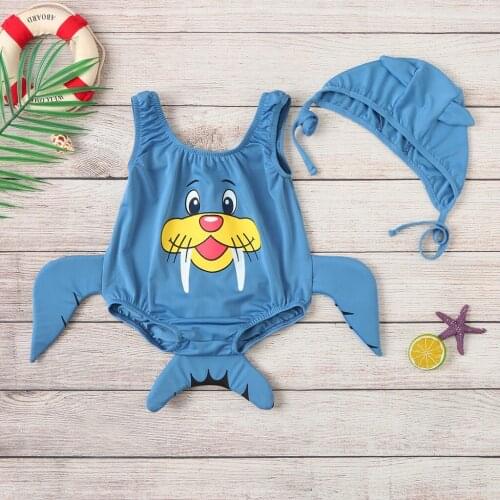 2020 New Baby Girls Boys 3D Cartoon Infant Swimwear Swimsuit Bikini Swimming Cap Outfits Cartoon animal shape swimsuit bikini