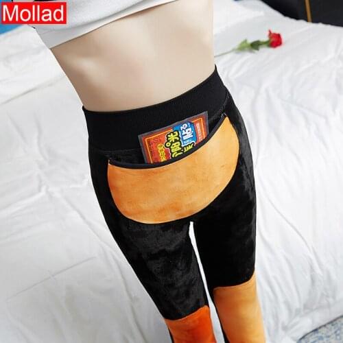 MOLLAD High Waist Autumn Winter New Warm Palace Windbreak Knee Function Leggings Plus Velvet Thicker Leggings