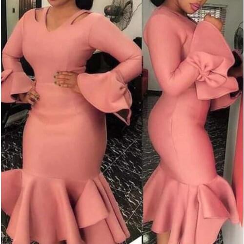 Summer new bow V neck shoulder ruffled long-sleeved