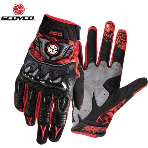 SCOYCO MX49 Motorcycle Gloves Faux Leather MOTO Biker Moto Motocross Carbon Protection Guantes Motorcyclist Mittens