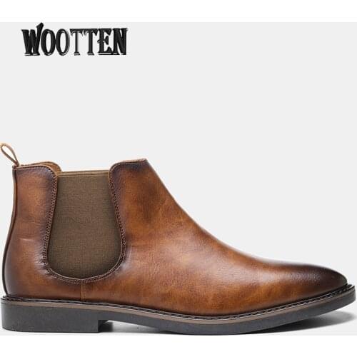 Men Chelsea boots leather Ankle boors 40-46 fashion comfortable 2021 brand Mens shoes #KD5233