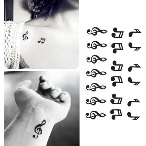 Creative Musical Note Tattoo Stickers Waterproof Tattoo Women Ear Fake Tatto Product Tattoos Music Tatoo Stickers Sticker M J1Y5