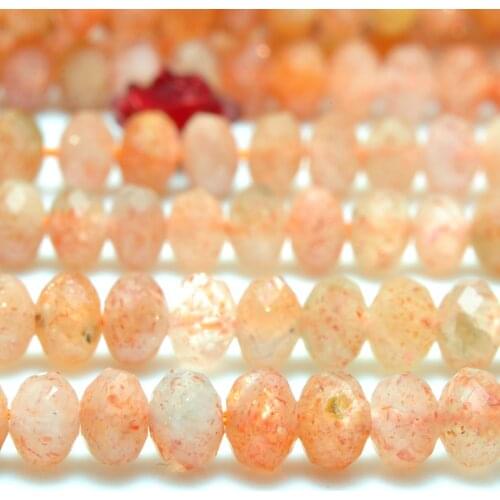 Natural Orange Gold Sunstone Faceted Rondelle Loose Beads Wholesale Gemstone Semi Precious Stone Bracelet Necklace Jewelry 15"