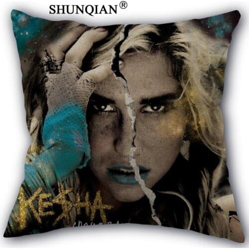 Kesha Pillowcase Custom Cotton Linen Square Decorative Pillow Cases Cover Zippered 45x45cm one side