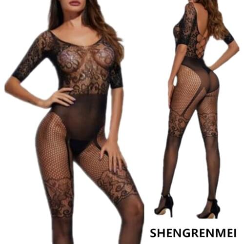 SHENGRENMEI 2019 Sexy Lingerie Erotic Bodystocking Sex Nightwear Stockings Beauty Pantyhose Costumes Hot Teddies V Neck Bodysuit