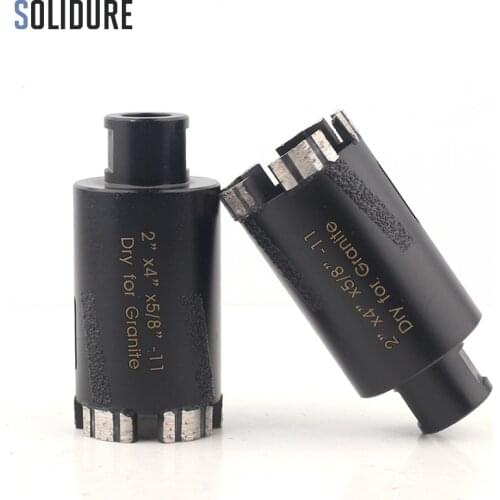 2 inch 51mm arbor 5/8-11" vaccum brazed protection dry core bit for dry drilling granite,marble and engineered stone
