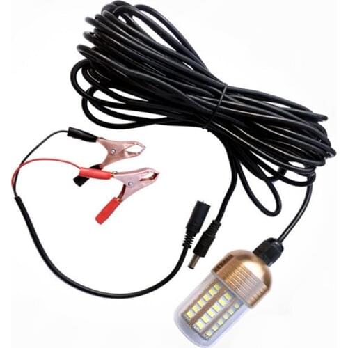 Underwater Fishing light 12V 30W IP68 Waterproof light Night Fishing Raft Boat Trap Attract Lures Lamp Green Long cable Sea Lake