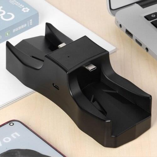 MAYITR 1pc Durable Wireless Controller Power Charging Dock Portable Dual Port Gamepad Charger Stand Station For PS5 Gamepads