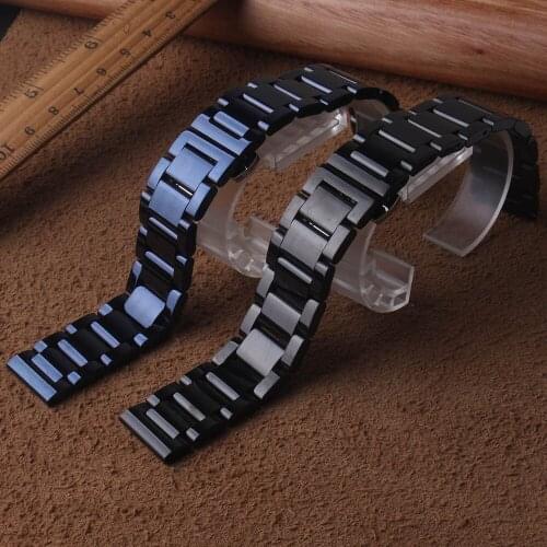 20mm 22mm Black Stainless Steel Watches Bands for Samsung Gear Sport S2 S3 Watch Strap Metal Wristband for wristwatch watchbands