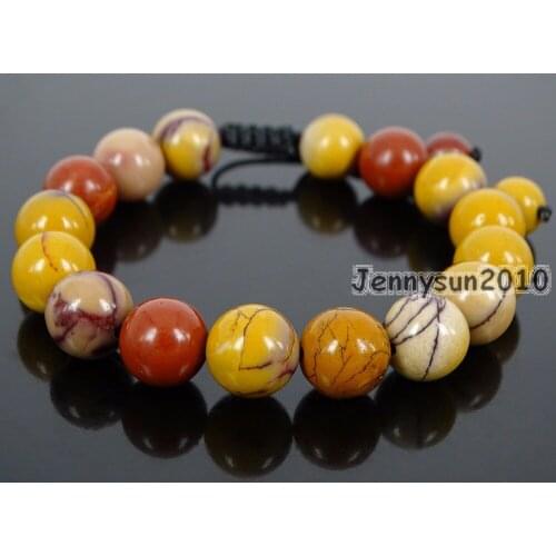 Handmade 10mm Adjustable Natural Moukaite Gems Stone Round Beads Bracelet Healing Reiki 5 Strands/Pack