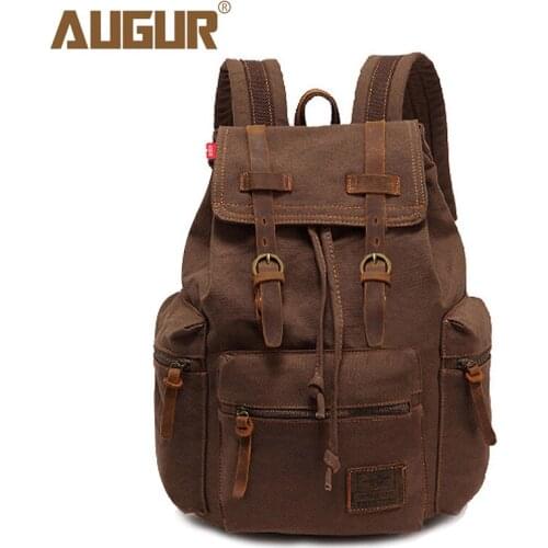 AUGUR New fashion mens backpack vintage canvas backpack school bag mens travel bags large capacity travel laptop backpack bag