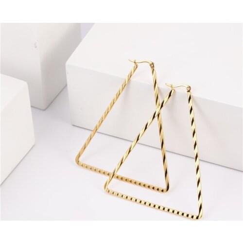 Triangle Hoop Earrings For Women Stainless Steel Jewelry Woman Geometric Earrings 2020 Fashion Jewelry Accessories Free Shipping