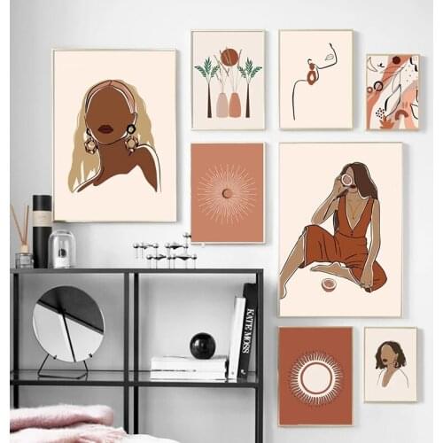 Nordic Girl Plant Flowers illustration Wall Art Canvas Painting Posters And Prints Wall Pictures For Living Room Decor Unframed