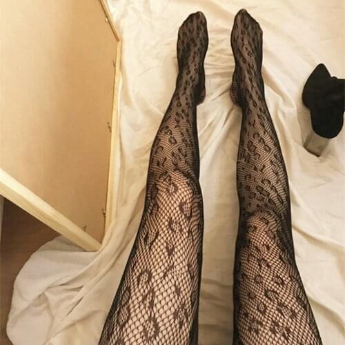 Sexy Fishnet Mesh Stocking Women Leopard Pantyhose Tights Black Cutout Fishnet Costumes Stockings Underwear For Female Gifts