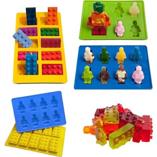 Building Block Robot Set Silicone Mold For Fondant Chocolate Epoxy Sugarcraft Mould Pastry Cupcake Decorating Kitchen Tool