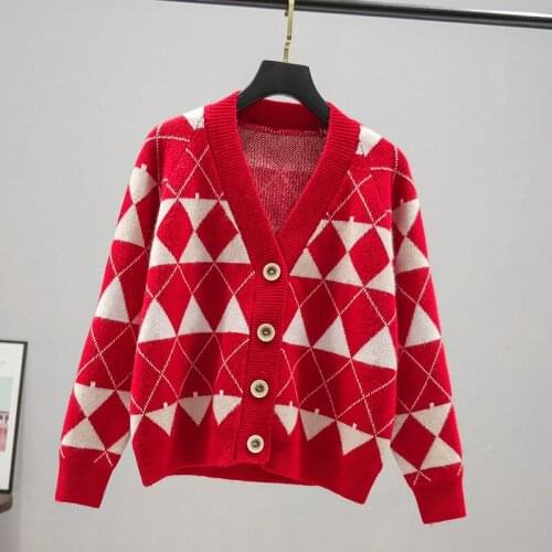 Autumn Winter 2021 New Fashion Womens Casual Sweater and Cardigan Long Sleeve V-neck Knitwear Female Sweaters Coat Jackets