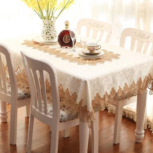 HAPIBEIHPB Waterproof Open work Embroidery Pastoral Dining Table Cloth Trade Pastoral Coffee Textile TableCloth Dust cover towel