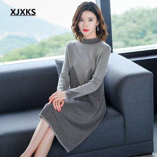 XJXKS Winter Clothes Women Long Pullover Sweater Dress 2020 Autumn Pullover Jersey Mujer Women Harajuku Knitted Long Sweater