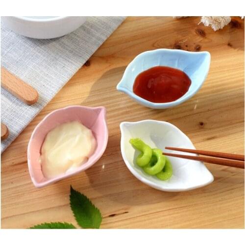 1PC Kitchen Bowl Kitchen Tool Dish Creative Ice Crack Glaze Leaf Ceramic Seasoning Soy Sauce Vinegar Small Plates LF 107