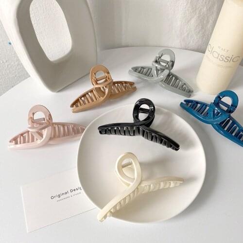 1Pcs New Fashion Girls Hair Claw Geometric Cross Solid Color Hairpin Imitation Acrylic Hair Clips For Women Hairstyle Accessorie