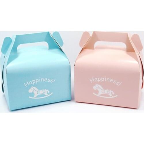 10 Pcs Cute Wooden Horse Cake Food Wrapping Box Christmas Gift Box Container Supplies Cookies Pack Bag New Year Party Candy Box