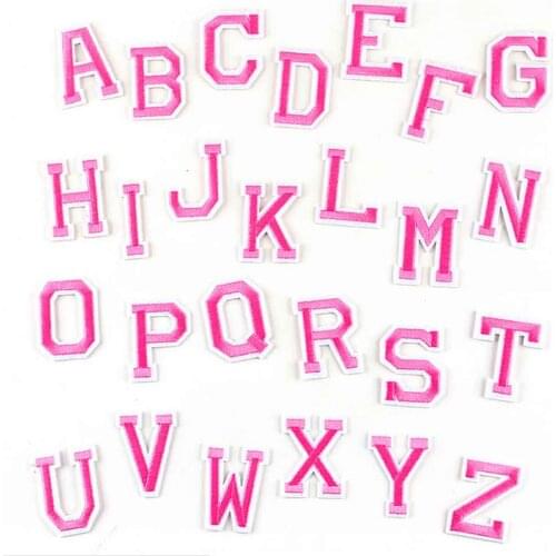 10 same pcs/lot Pink Embroidered Alphabet Letters Clothes Patch