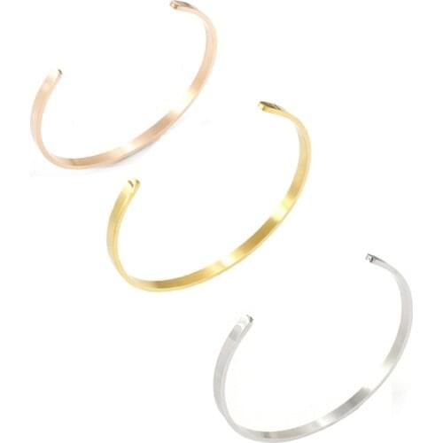 100% Stainless Steel Blank Open Expandable Bangle Gold/Rose Gold metal Adjustable Bangle DIY Bracelets 63mm Wholesale 10pcs