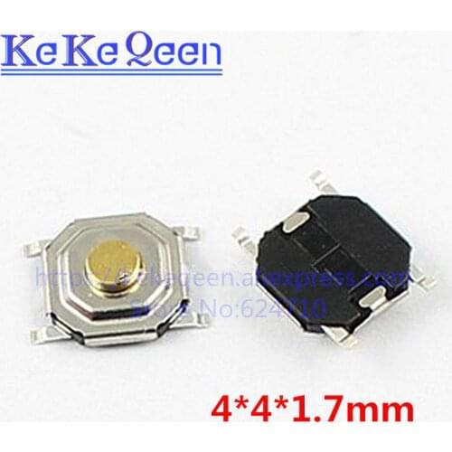 100PCS 4x4x1.7mm Push Button Switch Copper H=1.7mm 4*4*1.7mm 4*4*1.7mm SMD Micro Switch Tact Switch NEW 5.2x5.2x1.7mm
