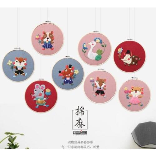 15x15cm cartoon series Ribbon embroidery kit flowers small pictures fabric embroidery needlework home decoration