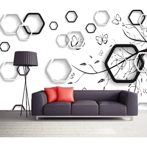 3D Custom Beautiful Photo Wallpaper White&Black Decoration Geometryl Natural Landscape Wall Mural Living Room Sofa TV Background