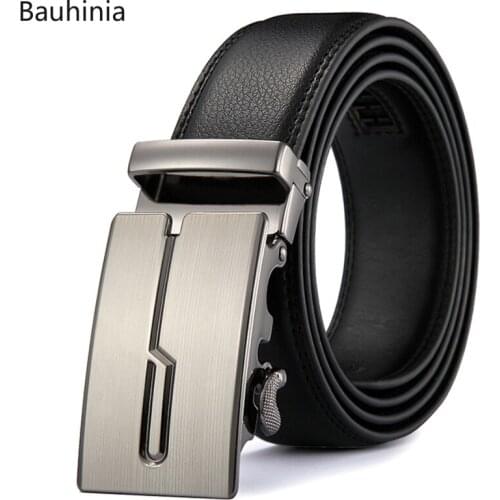Bauhinia 2021 New Mens Simple Automatic Buckle Belt High-quality Cowhide Classic Business Suit Pants Belt