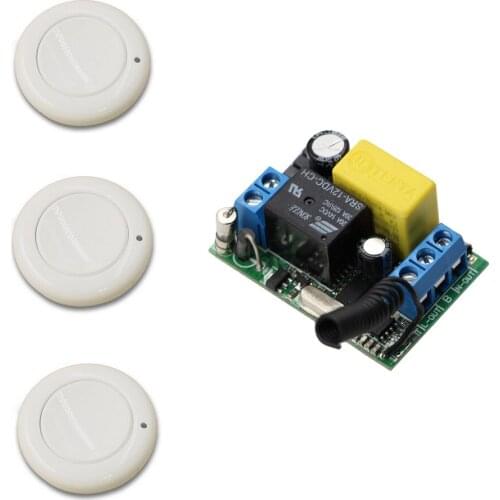 Newest AC220 V 1CH Wireless Remote Control Wireless Lamp Light LED Switch 1pcs Receiver & 3pcs Wall Round Transmitter ON OFF