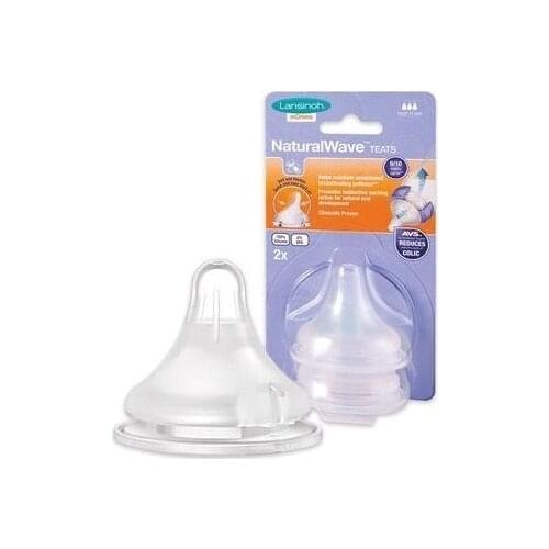 Natural wave nursing Lansinoh bottle nipple doubled/slow flow