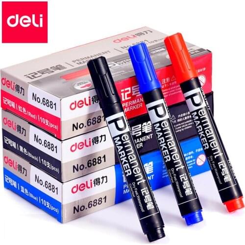 Deli Oil Waterproof Permanent Marker Tyre Tire Tread CD Metal Mark Pen Paint Comic Graffit Writing Tool School Office Stationery