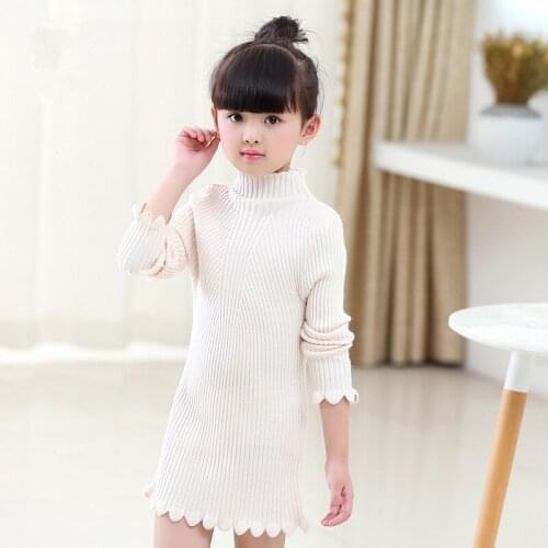Kids giorls sweaters long sweaters girls turtleneck sweater autumn winter knit children tops white 10 12 14 School Girl clothes