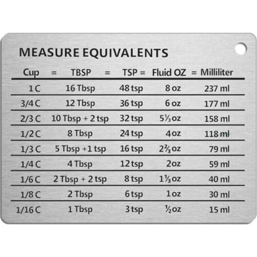 Measuring Cups Conversion Chart Refrigerator Magnetic Mount for Kitchen Baking D0AD