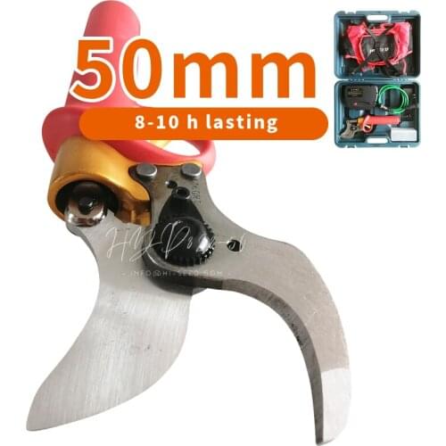 HD 50mm Cut Electric Scissors Fruit Tree Pruning Shears Cordless Lithium Battery Garden Pruning Shears Powerful Thick Branches