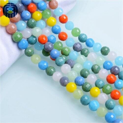 JuleeCrystal Mixed Color 96Faceted Crystal Round Beads 6/8/10mm Faceted Round Brilliant Shape Beads for Jewelry Making