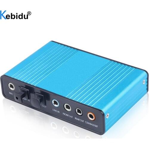 Kebidu USB 2.0 Sound Card 6 Channel 5.1 Optical External Audio Card Controller CM6206 Chipset for PC Laptop Desktop Tablet