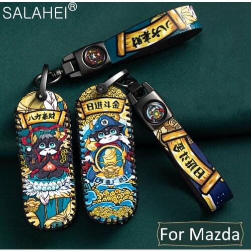 Leather Car Key Case Cover For Mazda 2 Mazda 3 Mazda 5 Mazda 6 CX-3 CX-4 CX-5 CX-7 CX-9 Atenza Axela MX5 2015 2016 2017 2018-19