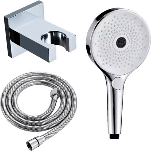 Bathroom Round ABS Handheld Shower Head With Brass Base And 1.5M Stainless Steel Hose Household Handheld Shower Set