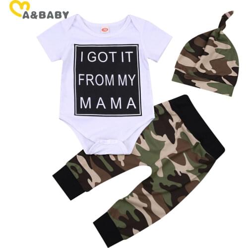 Ma&Baby 0-18M Summer Camo Toddler Infant Baby Boy Clothes Set Letter Romper Pants Outfits Newborn Boy Costumes