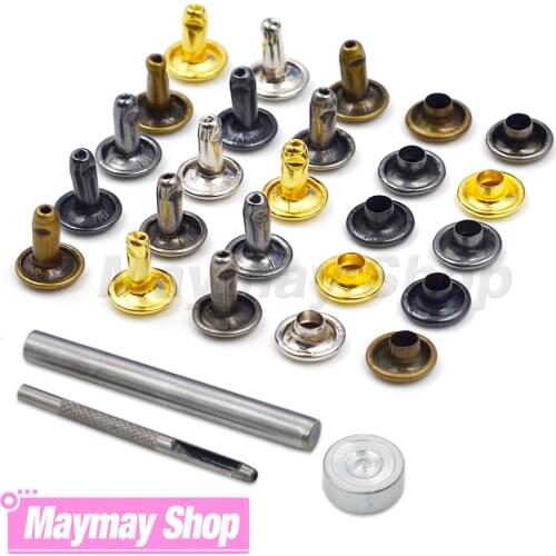 100Sets 8x8mm Metal Double Cap Rivets Stud Round Nail Rivet For Repair Shoes Bag Belt Clothing Garment Leathercraft Accessories