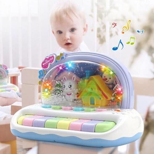 Cartoon Glowing Electronic Early Educational Snowflakes Music Children Organ Educational Kid Toy Musical Instrument