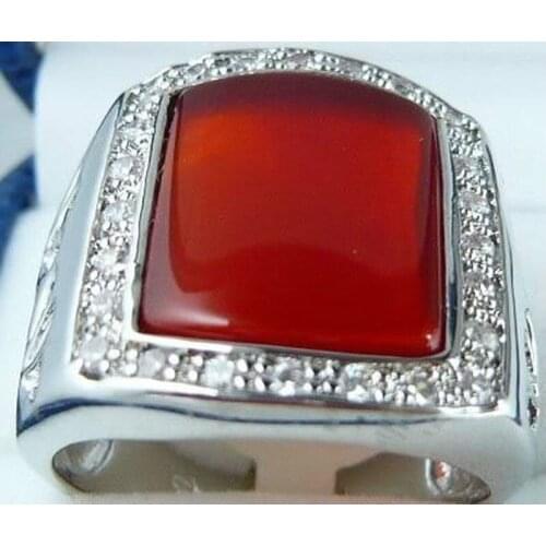 Fashion Jewelry red jade Gemstone mens ring size:8-11 AAA Grade