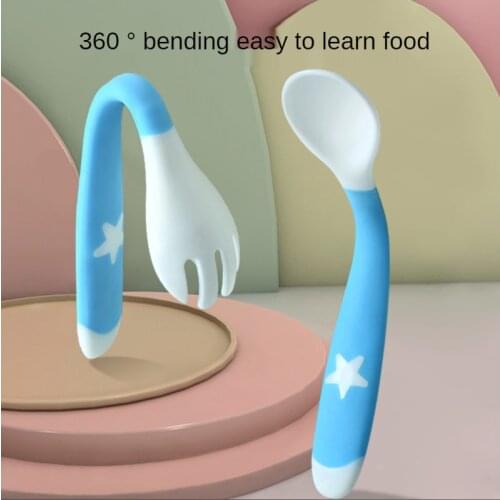 Baby Soft Twist Spoon Fork Feeding Set Child Kids Dishes Infant Toddler Feeding Accessories Tableware Childrens Goods