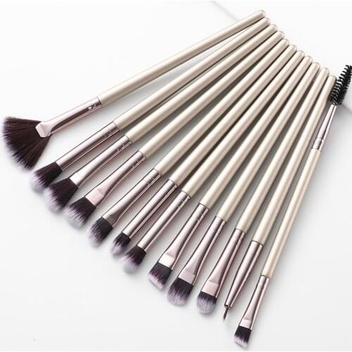 12 Pcs Eye Makeup Brush Set Professtional Eyeshadow Brush Set With Soft Synthetic Hair & Premium Wooden Handle For Eyeshadow