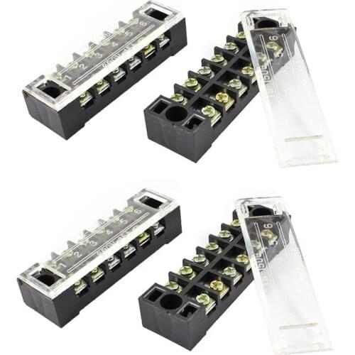 Wholesales item 4 Pcs 15A Dual Row 6P Screw Connector Electric Barrier Terminal Block