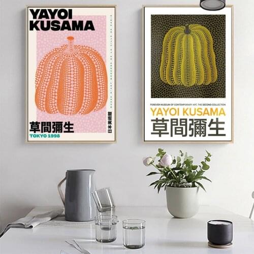 Yayoi Kusama Artwork Exhibition Canvas Painting Posters and Prints Gallery Japan Wall Art Pictures Museum for Living Room Decor