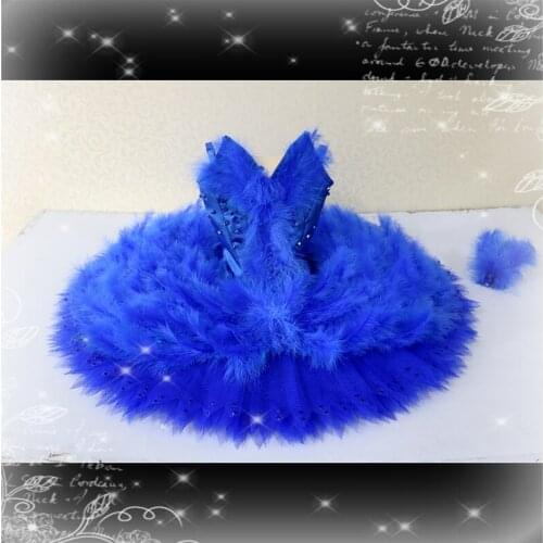High quality Professional ballet tutu blue bird variation feather pancake tutu competition Costume for girl sleeping beauty